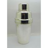 A Walker & Hall silver plated cocktail shaker