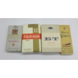 Three packets of vintage cigarettes and one packet of 3 Wills's Whiffs cigars
