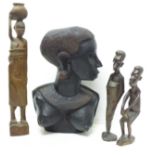 Four African wooden carved figures