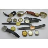 A collection of wristwatches including Oris, Timex automatic, Paul Jobin, etc.