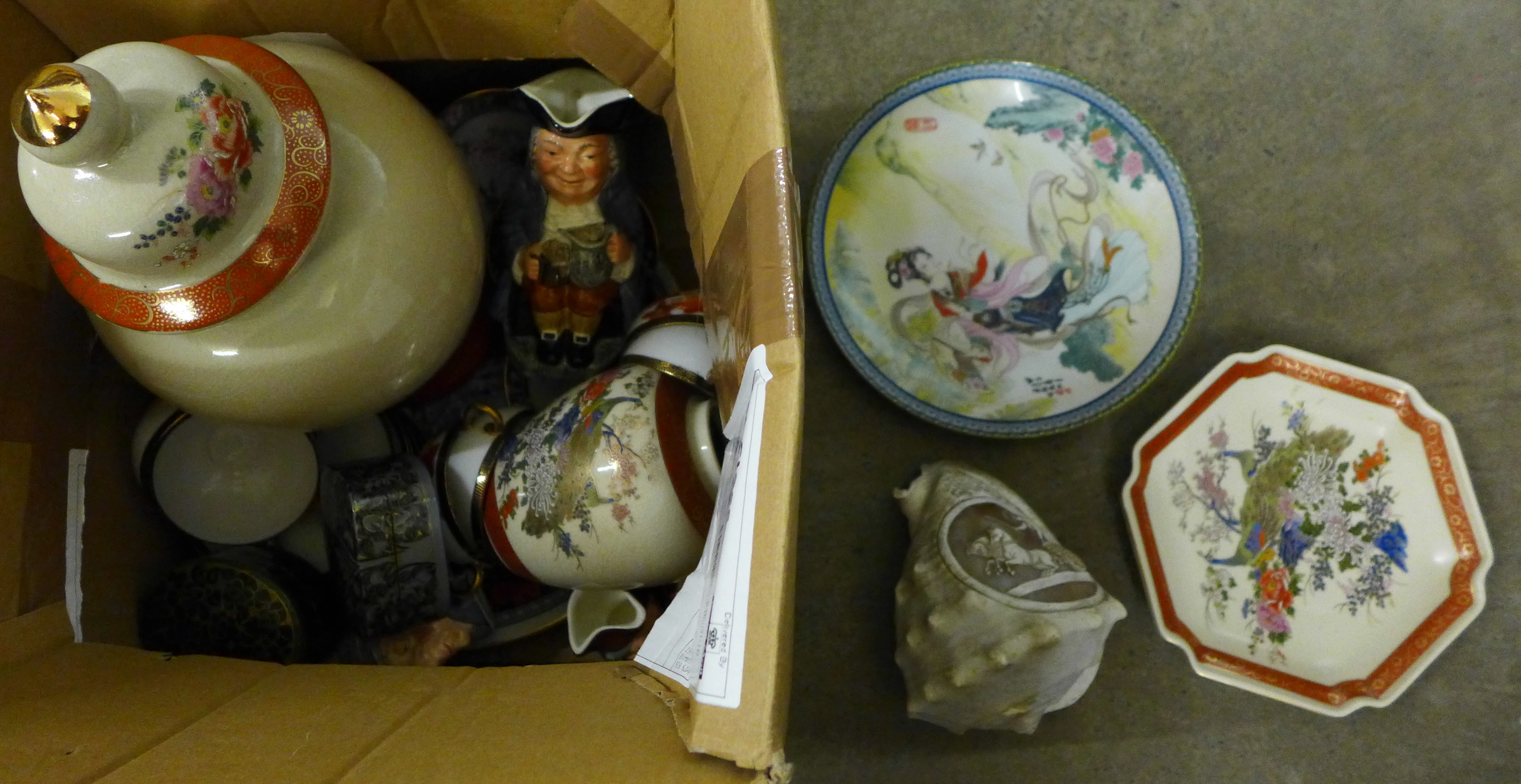 A collection of oriental china, six Geisha girl cups and saucers, Toby jug, etc. **PLEASE NOTE