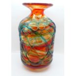 A Michael Harris (1933-1994), for Mdina glass, amber cylinder vase with flared neck, 21cm