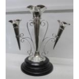 A silver four trumpet epergne, Walker & Hall, Sheffield 1930, 1382g, 44oz., weighted base, height