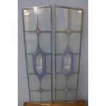 Two coloured glass window panes