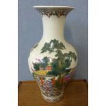 A Chinese famille verte porcelain vase, 66cms h