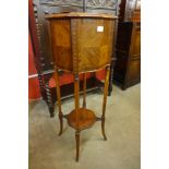 An Edward VII inlaid mahogany jardiniere on stand