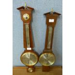 Two Comitti of London mahogany aneroid barometers