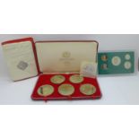 A Tower Mint limited edition nickel silver 5-coin set, cased, a 1996 United States mint proof set,