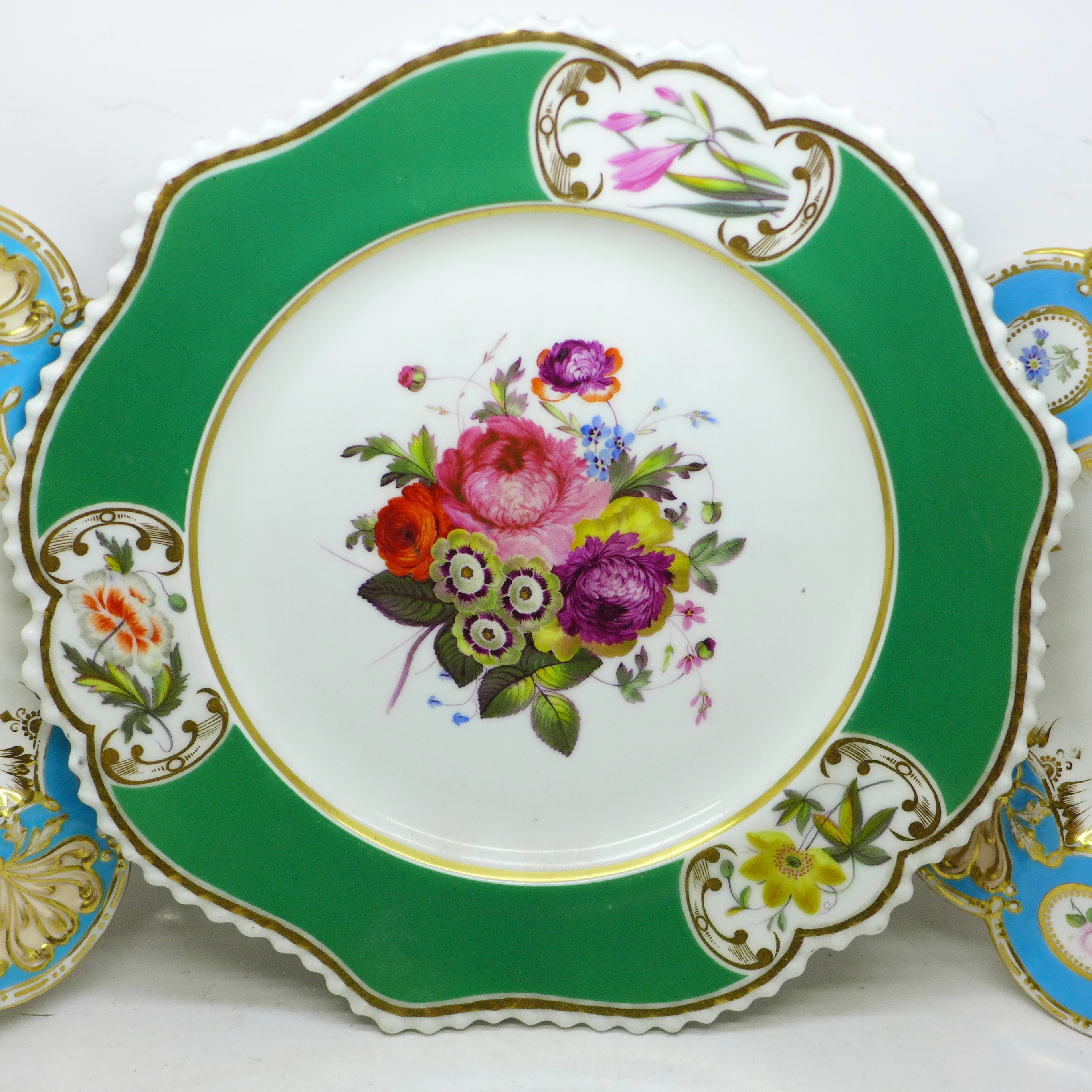Three Victorian hand painted plates - Image 2 of 6