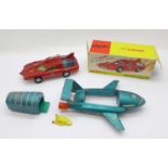 A Dinky Toys Captain Scarlet 103 Spectrum Control Car, boxed, box a/f and a Dinky Toys Thunderbird 2