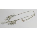 A silver and moonstone necklet, 44cm