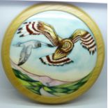 A large Moorcroft plaque, Sky Dancer, designed by Kerry Goodwin, limited edition 21/50, 31cm, boxed