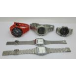 Five Casio wristwatches