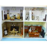A Dolls House Emporiun Charles Rennie Makintosh-style Scottish House and Furniture. Assembled from a