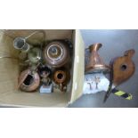 A box of brass and copper, a pair of bellows and a figure of a troll on a marble plinth, etc. **