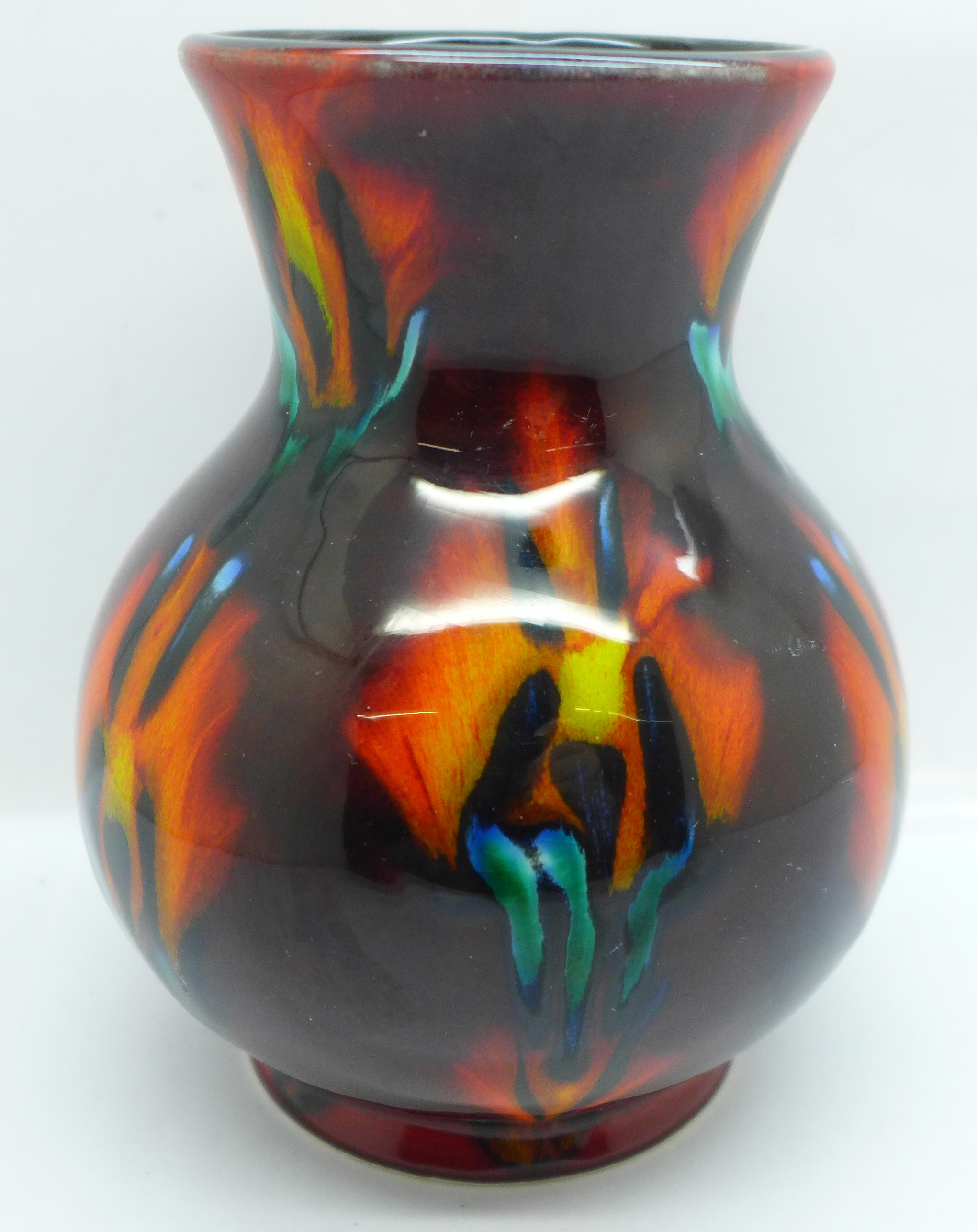 Anita Harris Pottery, Trojan vase decorated with iris flowers on an oxblood ground, Anita Harris - Image 3 of 5