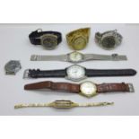Eight wristwatches, Mora, Oris Super, Regency, Michael Kors and four others