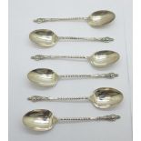 A set of six silver apostle spoons, Sheffield 1904, 68g