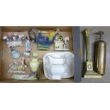 A jug, pot, teapot, brass items, etc. **PLEASE NOTE THIS LOT IS NOT ELIGIBLE FOR POSTING AND