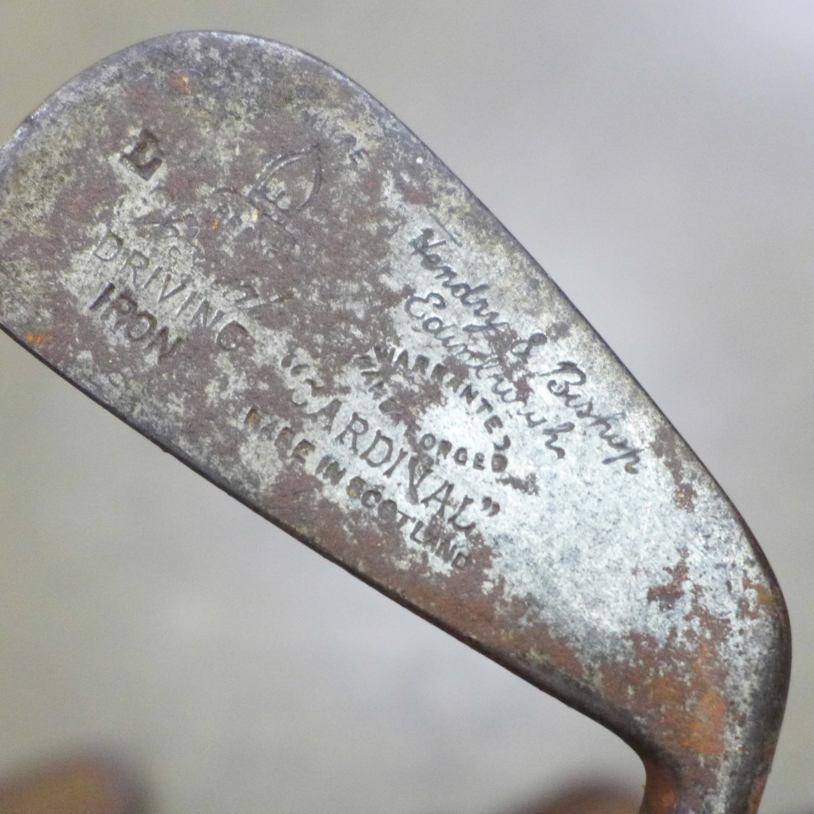 Seven hickory shafted golf clubs including Mashie made by Anderson & Sons of St. Andrews, Jiggers by - Image 8 of 9