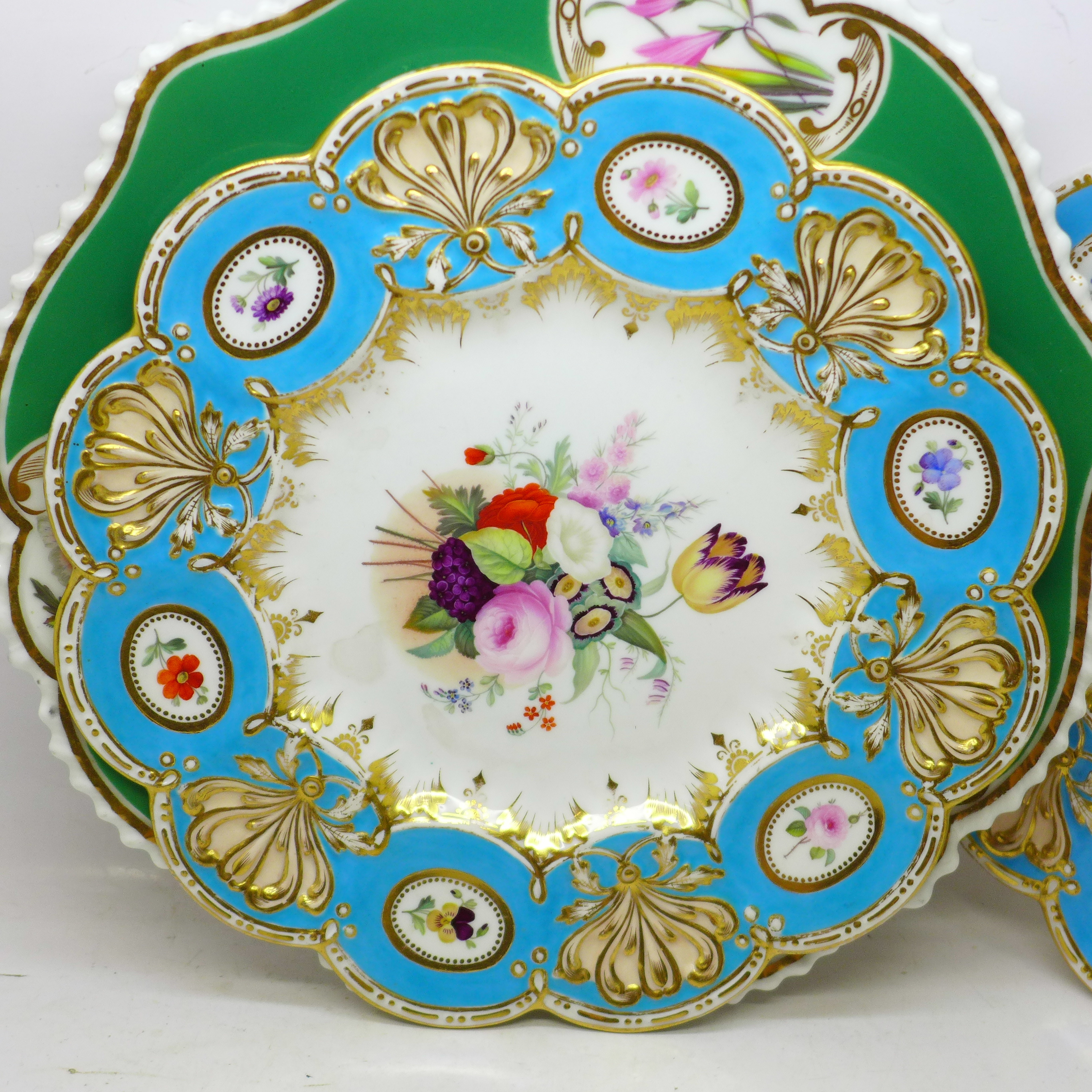 Three Victorian hand painted plates - Image 3 of 6