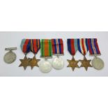 Two WWII medal groups and an additional War Medal
