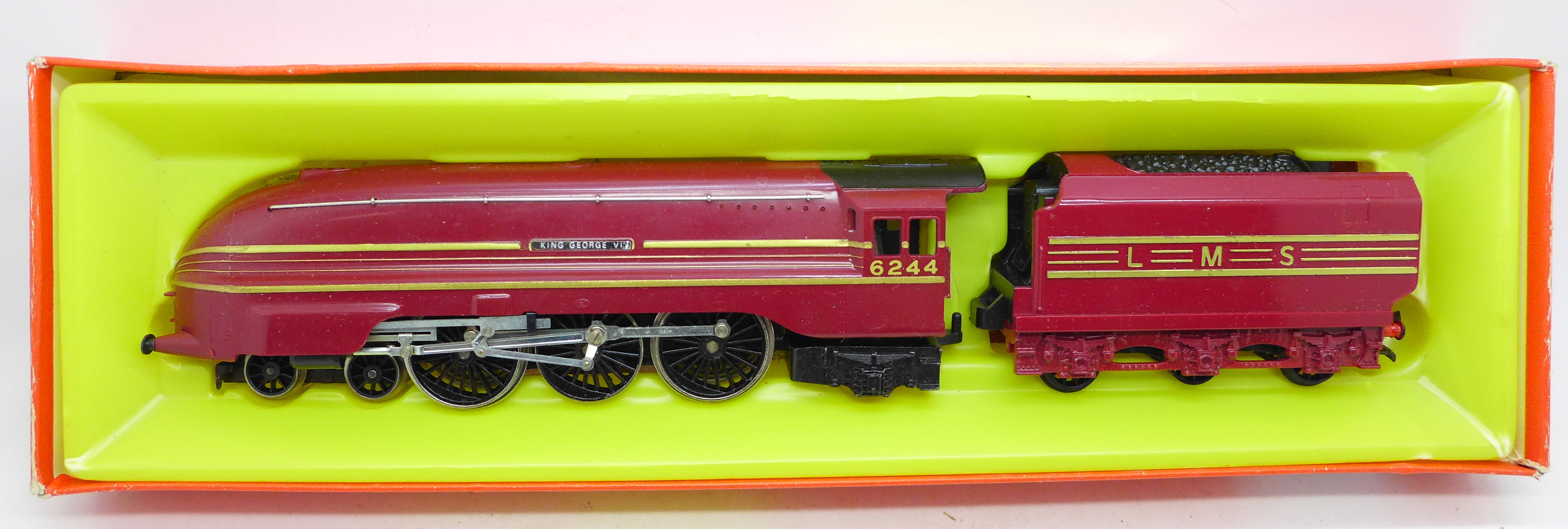 Tri-ang Hornby No. R871 LMS 7P 4-6-2 maroon King George VI loco and tender