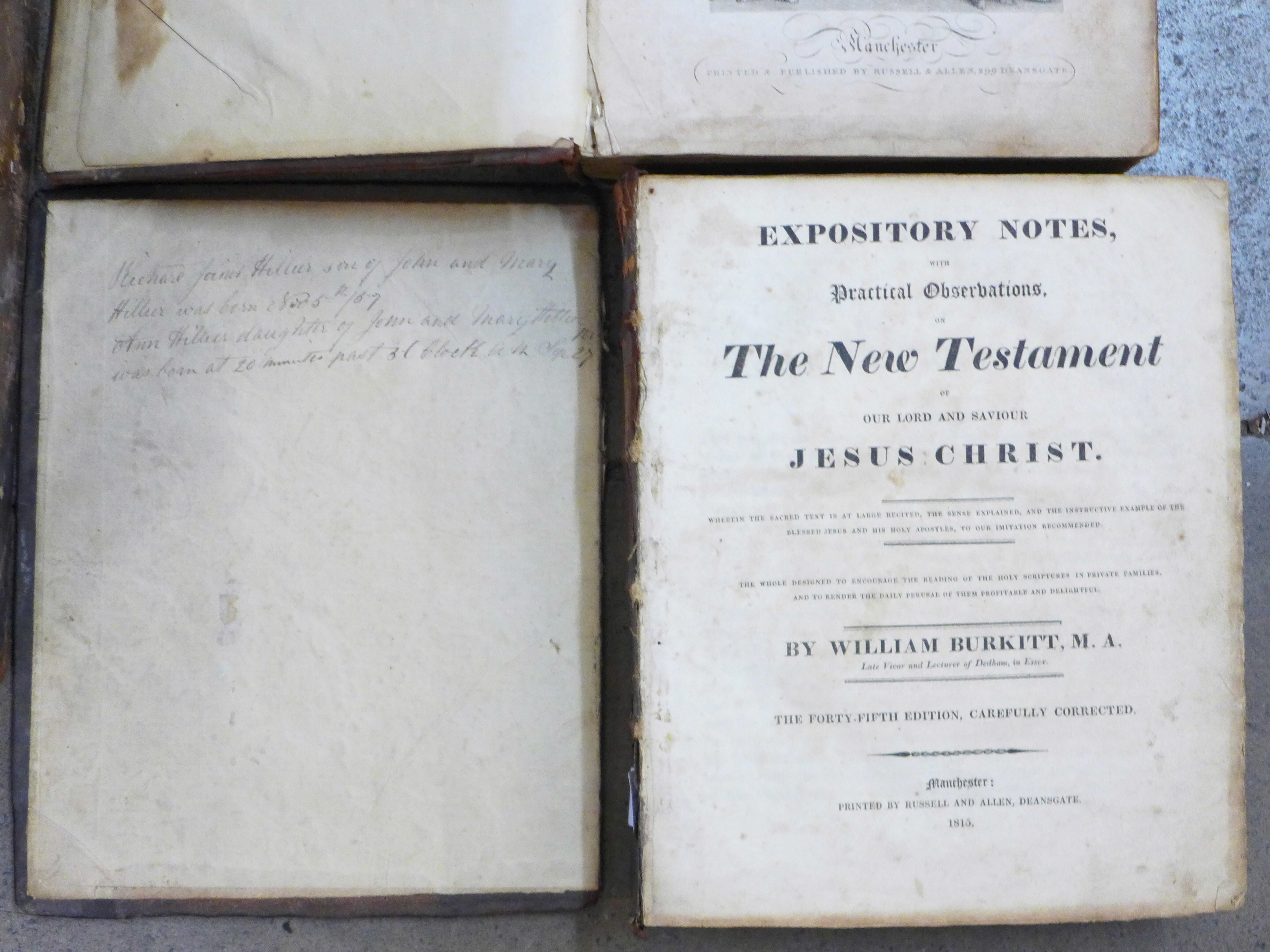 An 1809 Family Bible, 1815 New Testament and Burkitt's Notes on the New Testament - Image 2 of 6
