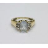 A 9ct gold and stone set ring, 2.9g, M