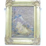An early Victorian silk needlework picture, framed, a/f