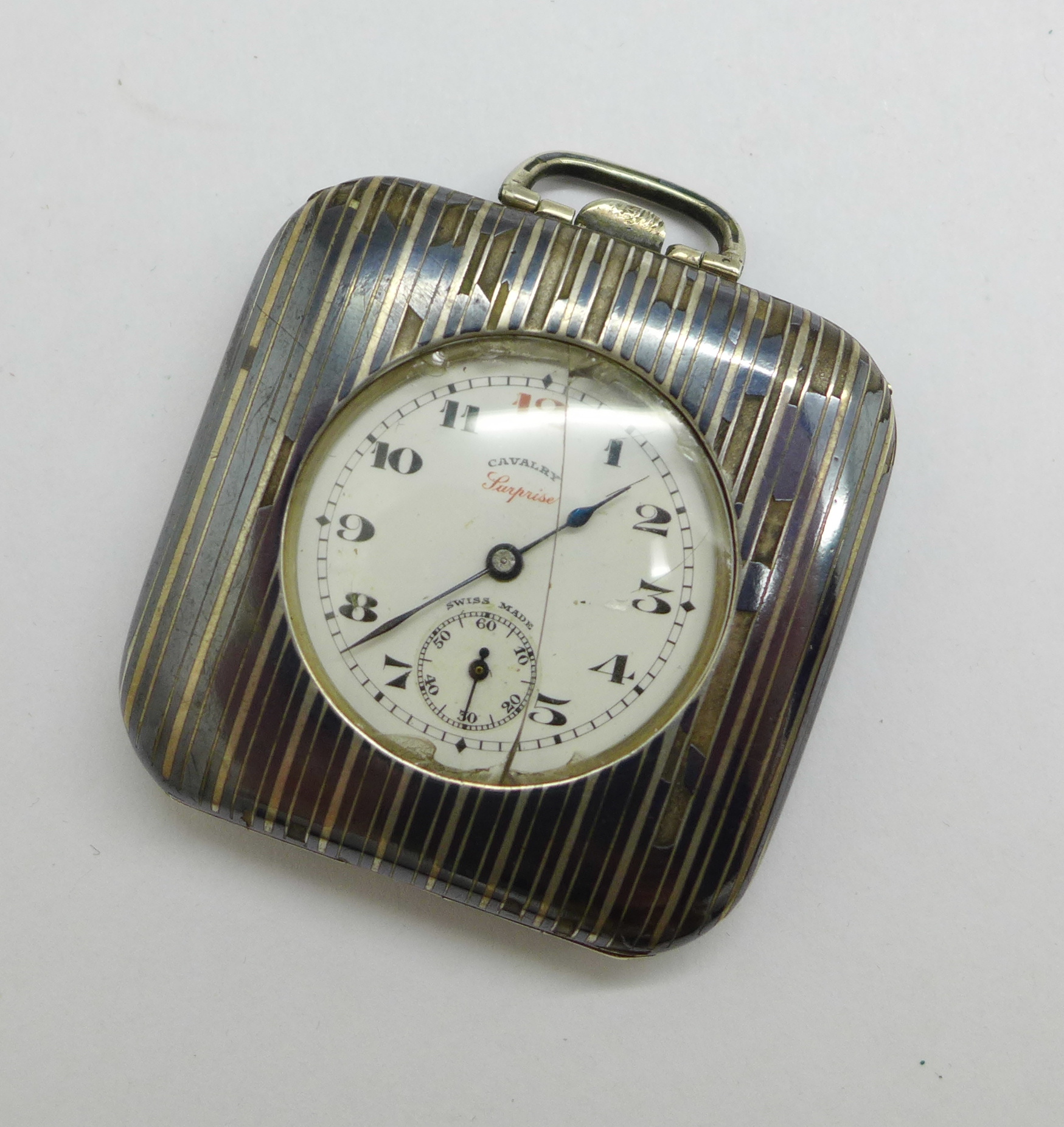 A niello silver travel timepiece, a/f - Image 5 of 6