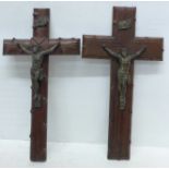 Two crucifixes, 36cm, one with loose joints