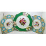 Three Victorian hand painted plates