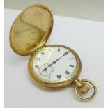 A Criterion gold plated full-hunter top-wind pocket watch