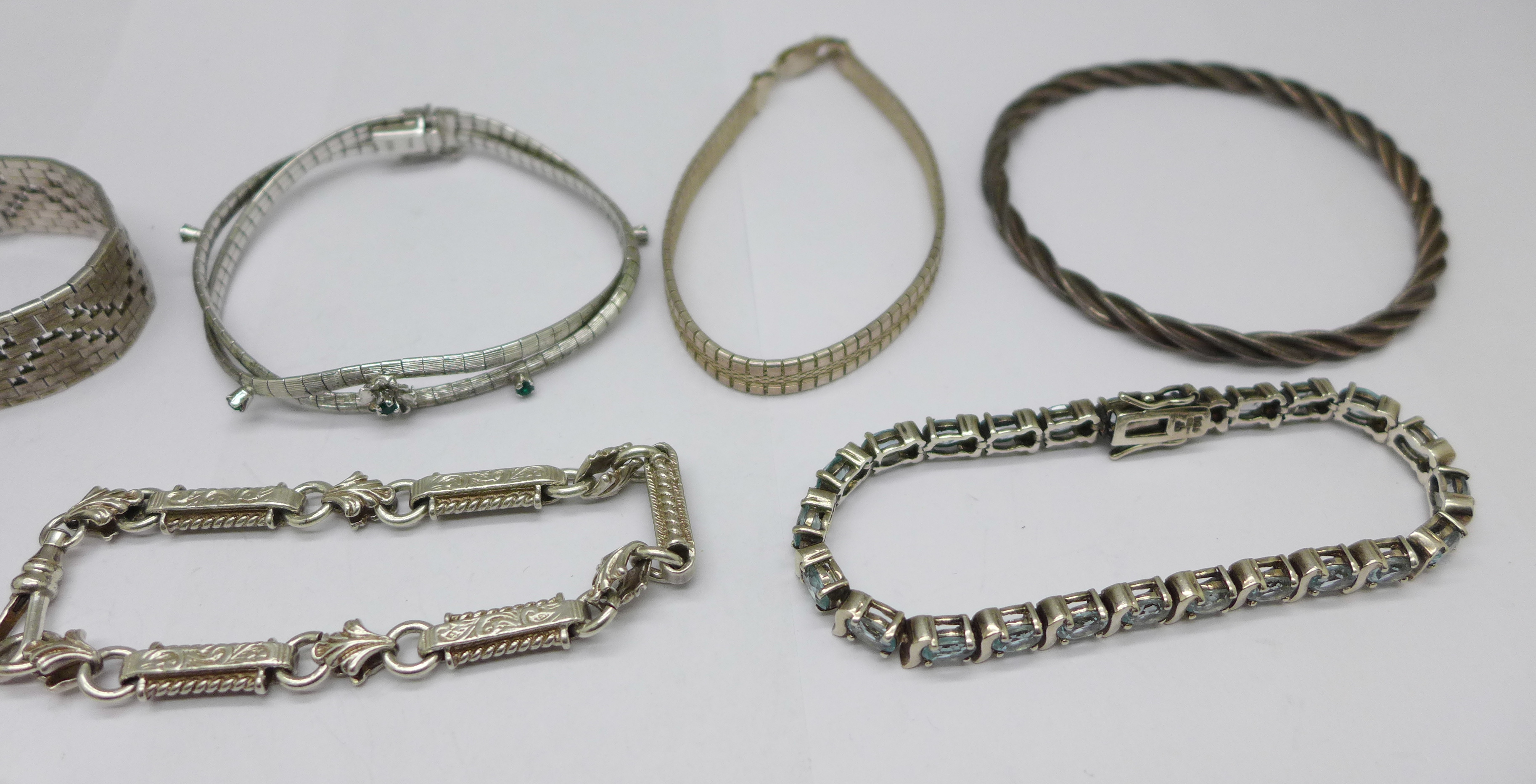 Seven silver bracelets and two silver bangles, 149g - Image 4 of 4