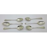 Six Georgian silver spoons, Peter & William Bateman, 78g