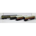 Four Hornby OO gauge model railway carriages