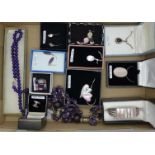 A collection of silver and silver set jewellery