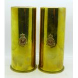 Two RAF squadron brass shell cases, 18cm