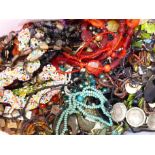 A collection of costume jewellery including beaded necklaces