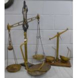 Class B brass and cast iron balance scales with spare arm and pan and another set **PLEASE NOTE THIS