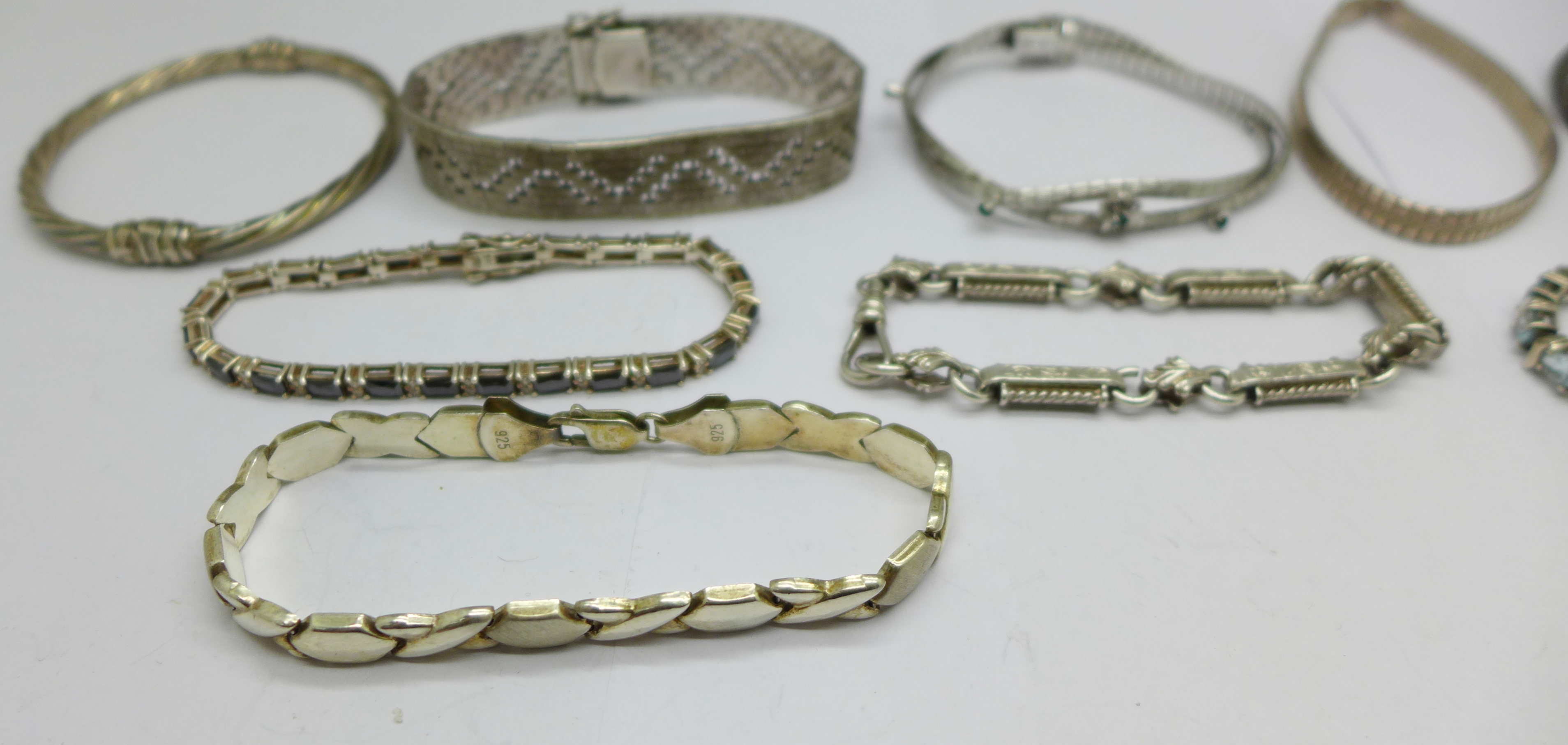 Seven silver bracelets and two silver bangles, 149g - Image 3 of 4