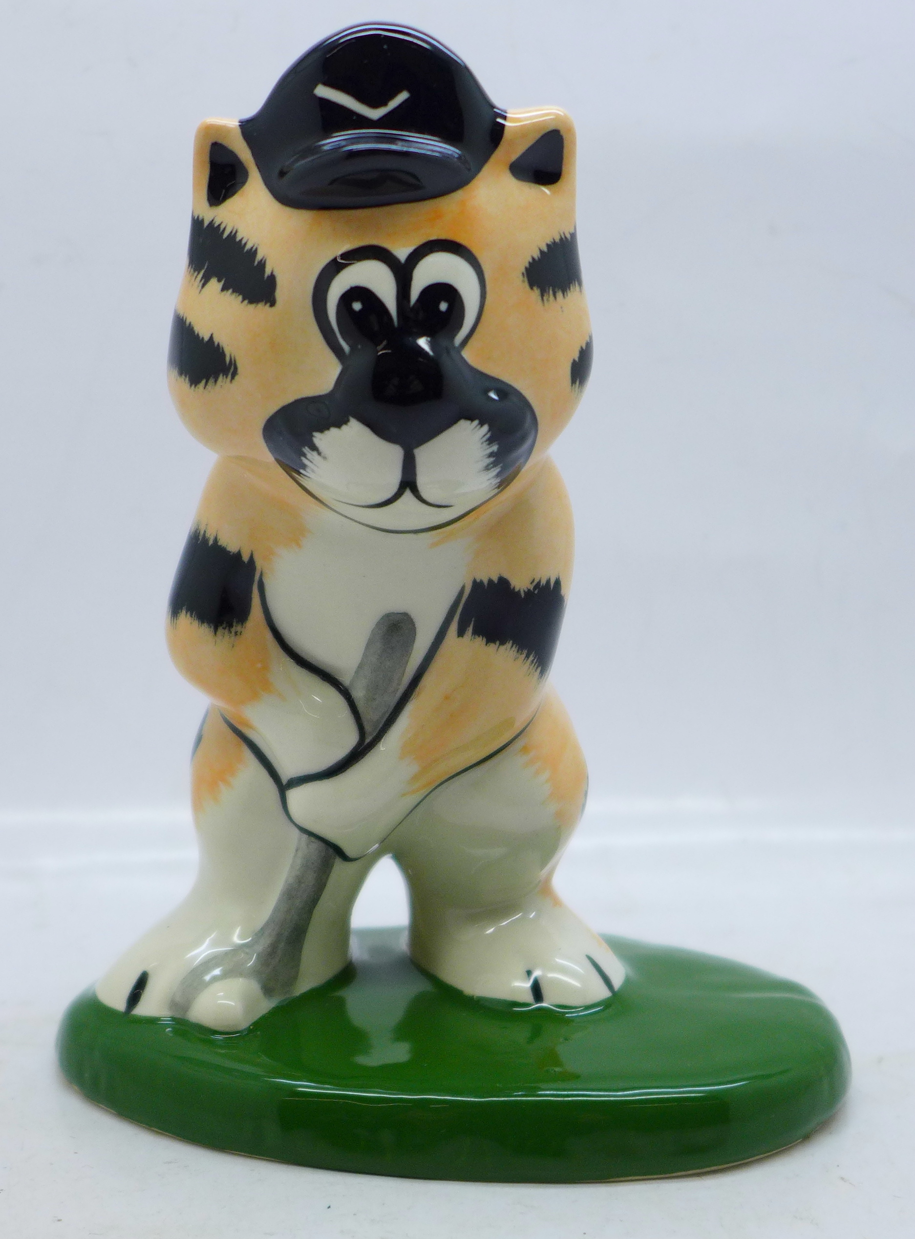 Lorna Bailey Pottery, 'Fore the Golfing Cat', signed on base, 15cm