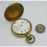 A Rolex wristwatch movement, 23mm, and a Waltham Giant gold plated full hunter pocket watch