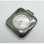 A niello silver travel timepiece, a/f
