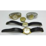 Five wristwatches including Bernex Barracuda and Ramona automatic