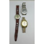 Three wristwatches including Seiko automatic and quartz, and Avia Olympic