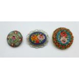 Three micro-mosaic brooches