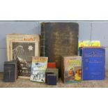 A scrap book, ephemera including two 1930's, Everybody's Publications books, Enid Blyton, Rupert,