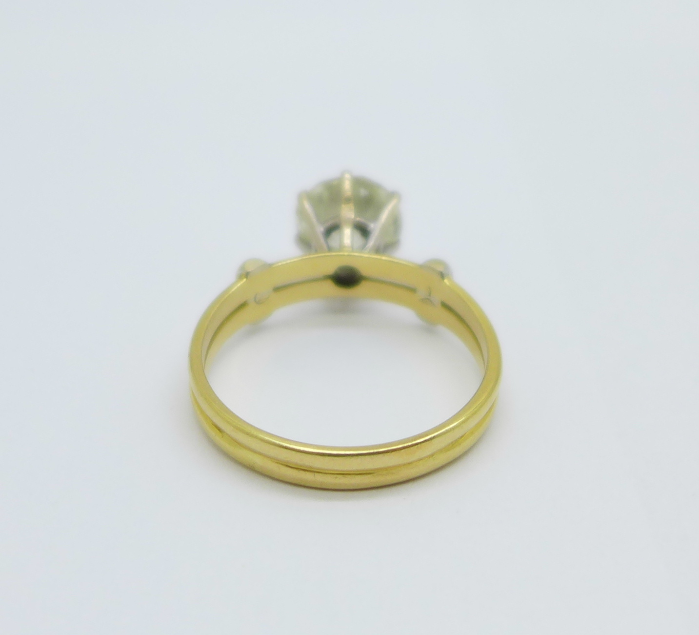 A solitaire diamond ring, approximately 3.3carat weight, set in yellow metal - Image 3 of 5